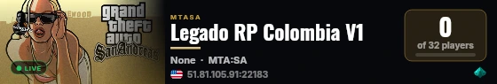 Legado RP Colombia V1 live status badge