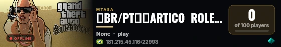「BR/PT」❄️ARTICO  ROLEPLAY❄️「FiveM/Realista」Empregos,Favelas,Policiais live status badge