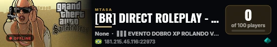 [BR] DIRECT ROLEPLAY - ROLEPLAY, MTA, DRP, EMPREGO, FAVELA, TRAFICO, POLICIA, REAL, TRABALHO live status badge