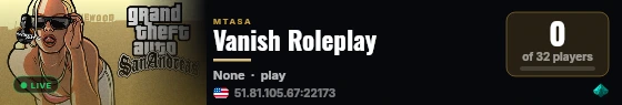Vanish Roleplay live status badge