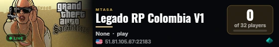 Legado RP Colombia V1 live status badge