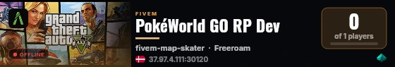 PokéWorld GO RP Dev live status badge