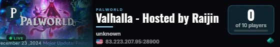 Valhalla - Hosted by Raijin live status badge