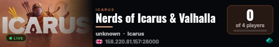 Nerds of Icarus & Valhalla live status badge