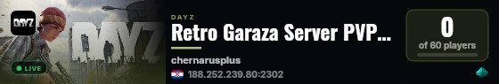 Retro Garaza Server PVP/PVE live status badge