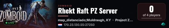 Rhekt Raft PZ Server live status badge