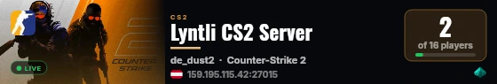 Lyntli CS2 Server live status badge
