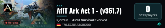AfIT Ark Act 1 - (v361.7) live status badge