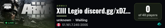 XIII Legio discord.gg/xDZz2A7fkc live status badge