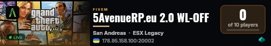 5AvenueRP.eu 2.0 WL-OFF live status badge