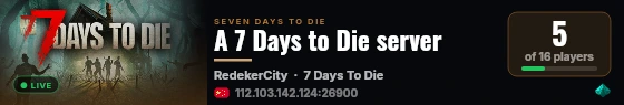 A 7 Days to Die server live status badge