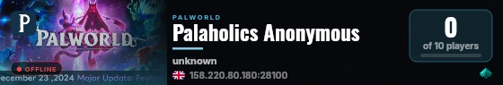 Palaholics Anonymous live status badge