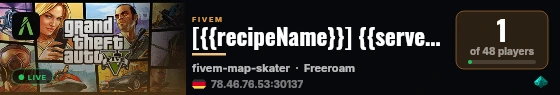 [{{recipeName}}] {{serverName}} live status badge