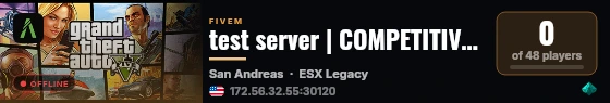 test server | COMPETITIVE GANG RP | SEMI INSIPED | OPIMIZED !& CUSTOM fRAMEWORK | CUSTOM CAR & CLOTHING] live status badge