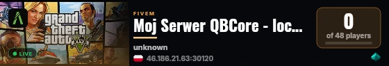Moj Serwer QBCore - localhost live status badge