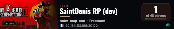 SaintDenis RP (dev) live status badge