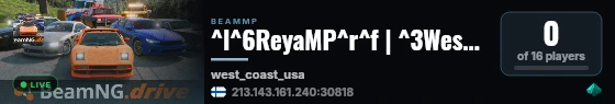 ^l^6ReyaMP^r^f | ^3West Coast USA^f| ^2Vanilla live status badge