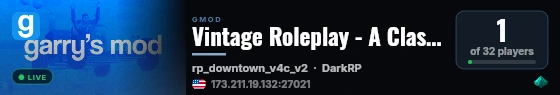 Vintage Roleplay - A Classic DarkRP Experience! live status badge