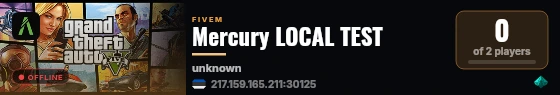 Mercury LOCAL TEST live status badge