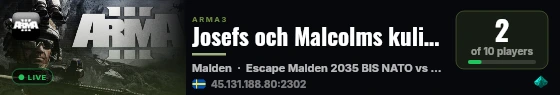 Josefs och Malcolms kuliga server live status badge