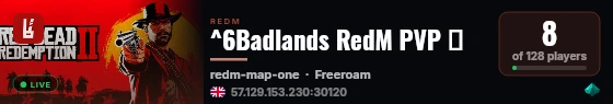 ^6Badlands RedM PVP ⚔️ live status badge