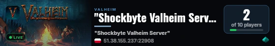 "Shockbyte Valheim Server" live status badge