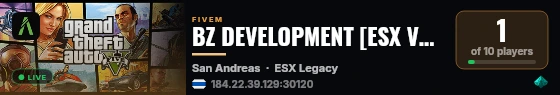 BZ DEVELOPMENT [ESX VERSION] | ESX Legacy Server live status badge