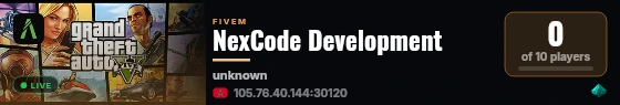 NexCode Development live status badge