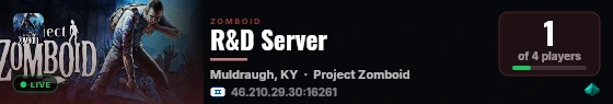 R&D Server live status badge