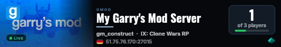 My Garry's Mod Server live status badge