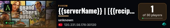 {{serverName}} | [{{recipeName}}] live status badge