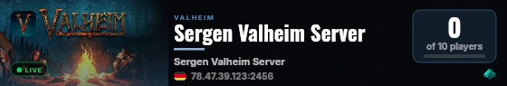 Sergen Valheim Server live status badge