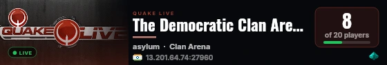 The Democratic Clan Arena Server (India+Singapore+UAE) live status badge