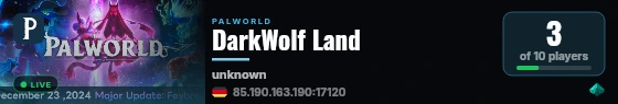 DarkWolf Land live status badge