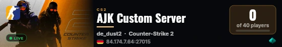 AJK Custom Server live status badge