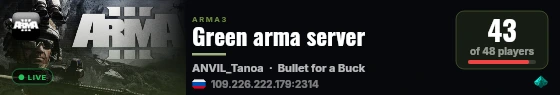Green arma server live status badge