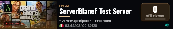 ServerBlaneF Test Server live status badge