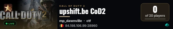 upshift.be CoD2 live status badge
