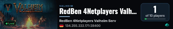 RedBen 4Netplayers Valheim Server live status badge