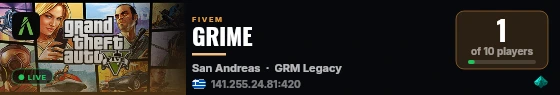 GRIME live status badge
