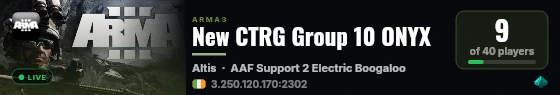 New CTRG Group 10 ONYX live status badge