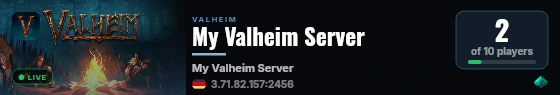 My Valheim Server live status badge