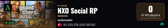 NXO Social RP live status badge