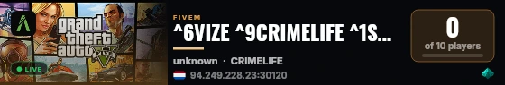 ^6VIZE ^9CRIMELIFE ^1SOON!! live status badge
