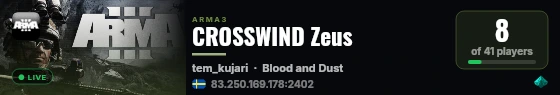 CROSSWIND Zeus live status badge