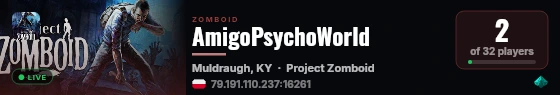 AmigoPsychoWorld live status badge