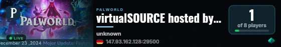 virtualSOURCE hosted by G-Portal live status badge