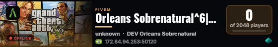Orleans Sobrenatural^6|^1SEASON 2💕^6|^1ABERTURA HOJE^6|^2💸VIP FREE^6|^5FACÇÕES ABERTAS^6|🌈LGBTQI+^6|^5POLICIA ATIVA👮^6|^2+200FPS live status badge
