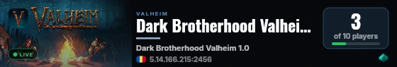 Dark Brotherhood Valheim 1.0 live status badge