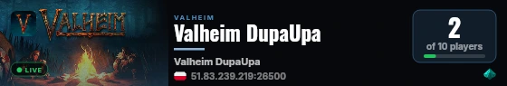 Valheim DupaUpa live status badge
